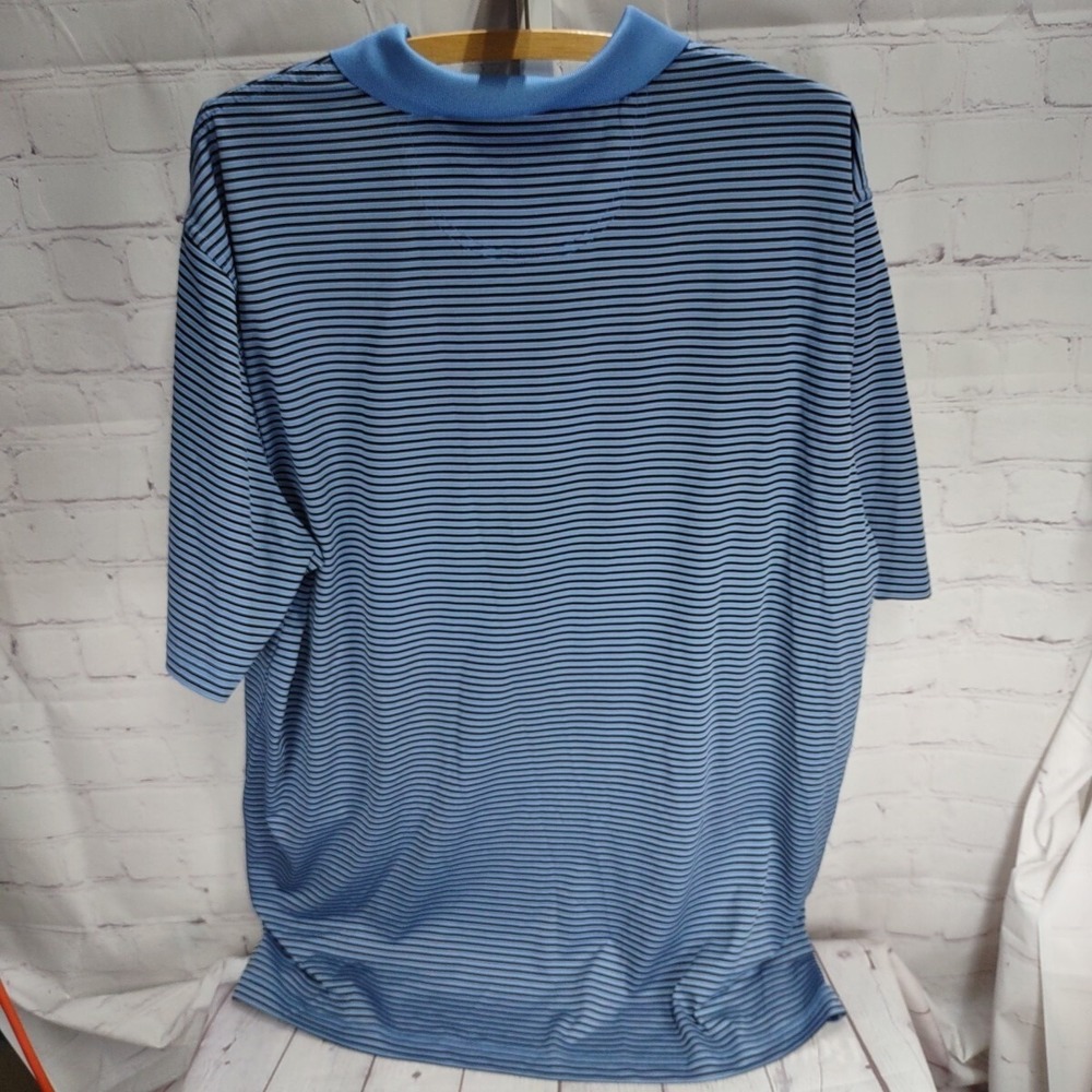 Greg Norman Play Dry Mens XL BLUE Striped Short Sleeve Golf Polo Shirt Soft - Picture 2 of 6